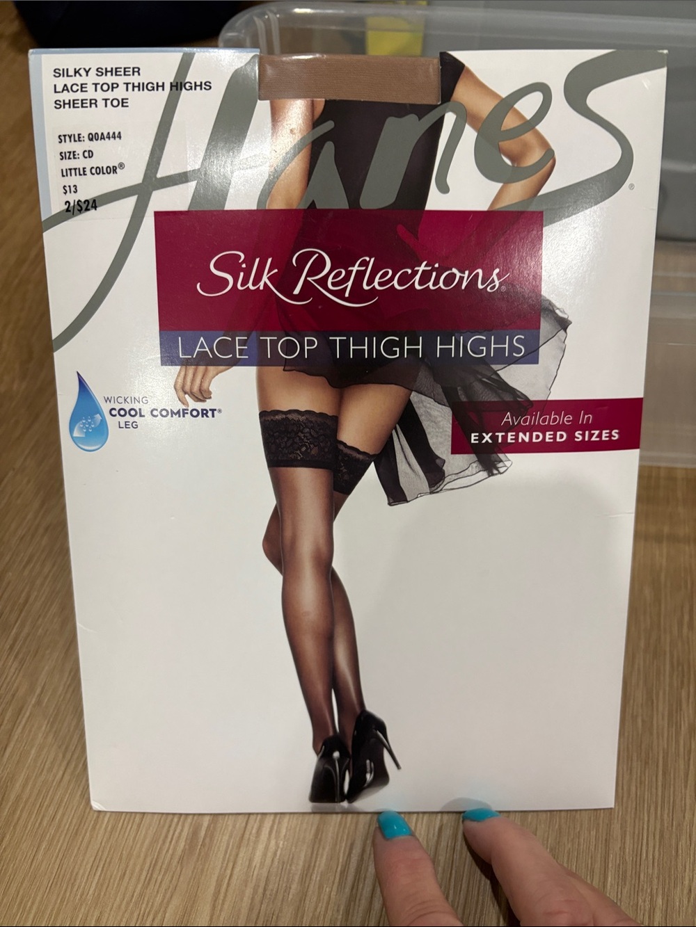 NEW Never opened-see back.  Hanes Silk Reflections Sheer Lace Top Thigh Highs